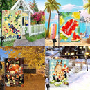 Solar Seasonal Garden Flags Set of 12, Lighted 12×18 Double-Sided Yard Flags for Outside Halloween Christmas Fall Thanksgiving Day Decorations Welcome Flag Outdoor Holiday Decor by GreenHaven Gardens