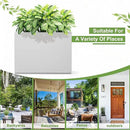 FENCY Metal Rectangular Planter Box Large Planters for Outdoor Plants, Tall Planters for Outdoor Plants with Drainage Holes, Rectangular Planters for Outdoor Plants (35.4" L x 9" W x 25.6" H,White) by CozyNest Decor