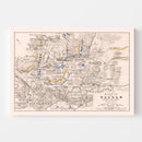 Vintage Map of the Battle of Wagram, 1809