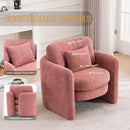 Chenille Accent Armchair Oversize Upholstered Barrel Comfy Modern Round Lounge Sofa Chair with Pillow Cozy Reading Chairs for Apartment,Office,Living Room,Dining,Makeup,Club,Pink 2SET by CozyNest Decor