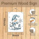 Winter Snowman Hanging Wooden Signs 12x6, Let It Snow Signs, Winter Wall Decor, Winter Door Decor, Blue Snowman Winter Snowflakes Home Room Office Hanging Wall Decor by CozyNest Decor