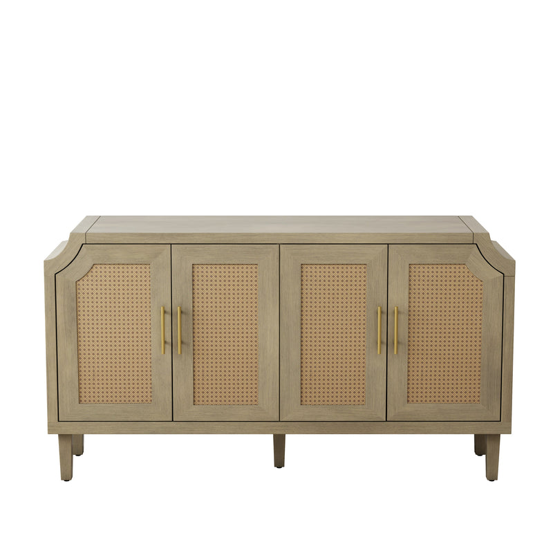 59.84"Modern 4-Door Cabinet with Rattan Decorative Doors,for Bedroom,Living Room,Office,Easy Assembly
