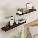 Axeman 32 inch Floating Shelves for Wall - 8'' D Live Edge Rustic Solid Elm Wood Floating Shelves Wall Mounted, Wall Shelves with Invisible Bracket for Living Room Bedroom Kitchen, Set of 2 Walnut by CozyNest Decor