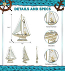 Puzzled Baja Haven Sailboat Decor - Handmade Beach Themed Wooden Boat Home Decor for Living Room Shelves, Tabletop, Desk, Cute Nautical Party Decorations - 14.5 Inches by CozyNest Decor