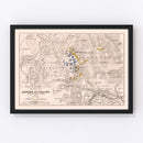 Vintage Map of the Battle of Aspern, 1809