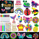 Wooden Magnets Painting Kit - Glow in The Dark - Arts & Crafts Supplies Painting Kit for Kids 4-8 8-12 - Family Crafts and Birthday Christmas Activities, Party Favors for Boys Girls Ages 4 5 6 7 8 9 by TinyTreasures Baby Boutique