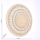 Floral Hand Carved Mandala Round Wall Decor - Brown / Antique White by Unique Piece Furniture