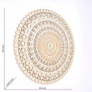 Floral Hand Carved Mandala Round Wall Decor - Brown / Antique White by HouseOfZazla
