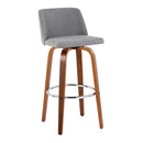 Toriano - Mid Century Modern Fixed Height, Barstool With Swivel With Round Footrest (Set of 2) by HouseOfZazla