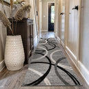 Rugshop Modern Wavy Circles Design Runner Rug 2'7" x 12' Gray by TinyTreasures Baby Boutique