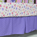 Brandream Crib Bedding Set 3 Pieces Purple Baby Girls Cotton Patchwork Flowers Elephant Owl Nursery with Ruffle Design, Princess Lovely Cute Breathable Healthy by TinyTreasures Baby Boutique