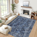 COZYLOOM Living Room Rug 9x12 Machine Washable Area Rugs Modern Abstract Floor Cover Non Slip Low Pile Geometric Mats Stain Resistant Foldable Carpet for Dining Room Bedroom, Blue by TinyTreasures Baby Boutique