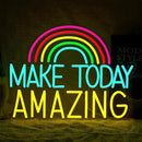 Make Today Amazing Neon Sign Wall Decor Dimmable Rainbow Neon Light USB Powered Motivational Word Led Light Sign for Bedroom Classroom Cafe Bar Birthday Party Wedding by CozyNest Decor