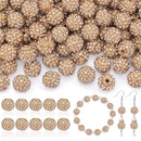 200pcs 10mm Rhinestone Beads for Jewelry Making, Light Brown Shiny Round Disco Ball Beads Bulk, Sparkle Crystal Clay Christmas for Bracelet Baseball Necklace Earring Crafting and DIY by TinyTreasures Baby Boutique
