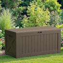 JUMMICO 120 Gallon Resin Deck Box, Large Outdoor Storage Box Waterproof & Lockable for Garden, Patio, Pools (Brown) by CozyNest Decor
