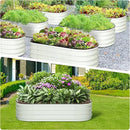 2 Pcs 4.5x2x2ft Oval Raised Garden Bed, Galvanized Raised Beds,Open-Ended Base Metal Raised Planter Beds,Garden Bed Outdoor,Planter Raised Boxes for Vegetables, Flowers,Tool-Free Asse,White by CozyNest Decor