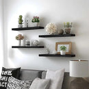Black Wood Floating Shelves for Wall Rustic Wall Shelves for Bedroom Set of 6 by CozyNest Decor