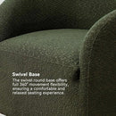 KINWELL 32" Wide Modern Boucle Swivel Barrel Chair, No Assembly Round Upholstered Swivel Accent Armchair for Living Room, Bedroom, Office (Green) by CozyNest Decor