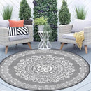Pauwer Waterproof Outdoor Rug 6ft, Reversible Plastic Straw Patio Camping Rug, Indoor Outdoor RV Mat Carpet for Deck, Camper, Porch, Balcony, Backyard, Picnic, Floral Grey by GreenHaven Gardens