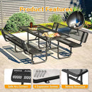 79'' Steel Rectangular Picnic Table for Outdoors, with backrest, Expanded, Lifetime Picnic Table with Umbrella Hole, Heavy Duty Sturdy Commercial Picnic Tables for Garden Courtyard BBQ, Black by GreenHaven Gardens
