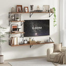 Floating Shelves 48 Inch Long, 10" Deep Floating Shelves, Walnut Wall Shelves 48 x 10, Set of 2, Wide Large Display Storage Shelves for Bathroom, Living Room, Rustic Wood Shelves with Brackets by CozyNest Decor