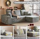 HYJT-H&K Modular Sectional Sofa Cloud Secttional Couch, 107" Comfy L Shaped Couches for Living Room, Deep Seat Memory Foam Fluffy Plush Corduroy Boneless Couch Sectionals Right Facing Sofa Chaise Grey by CozyNest Decor