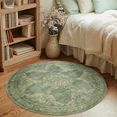 jinchan Round Rug 4ft Area Rugs Vintage Floral Distressed Design,Machine Washable Soft Non-Slip Low-Pile Ultra-Thin Circle Rug for Entryway Bedside Living Room Kitchen Nursery (4' Round,Dark Green) by TinyTreasures Baby Boutique