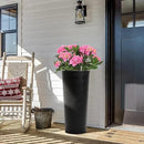 KOL 28" H. Tall Metal Cone Planters with Inside Pots 2-Pack, Black Hand-Hammered Large Decor Planter for Deck, Patio, Porch - Handcrafted Flower Pot - with Water Level Indicator - Indoor Outdoor Use by CozyNest Decor