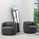 KINWELL 34" Wide Boucle Swivel Barrel Chairs Set of 2, No Assembly Round Upholstered Armchairs Accent Chairs Single Sofa Chair with Toss Pillow for Living Room and Bedroom, Dark Grey by CozyNest Decor