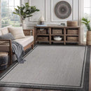 CAMILSON Indoor Outdoor Rug, 6x9 Bordered Gray Modern Area Rugs for Indoor and Outdoor Patios, Kitchen and Hallway Mats, Washable Porch Deck Outside Carpet (Bordered Grey, 6 x 9) by CozyNest Decor