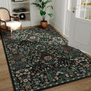 3x5 Black Boho Floral Vintage Area Rug,Soft Lightweight Low Pile Non-Shedding Carpet,Machine Washable Stain Resistant & Non-Slip for Entryway,Bedroom, Kids Room,Living Room by TinyTreasures Baby Boutique