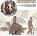 Power Lift Recliner Chair for Adults Elderly Lay Flat Velvet Recliners with Massage Heating, Extended Footrest, Wireless Charging Device, USB Ports, Cup Holder, Lumbar Pillow by CozyNest Decor