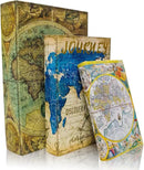 Decorative Book Box Set of 3, Fake Book Trinket Keepsake Storage Boxes with Ancient World Map Pattern, Graduation Gift by CozyNest Decor