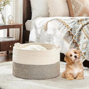 KAKAMAY Large Blanket Basket (20"x13"),Woven Baskets for storage Baby Laundry Hamper, Cotton Rope Blanket Basket for Living Room, Laundry, Nursery, Pillows, Baby Toy chest (White/Beige) by GreenHaven Gardens