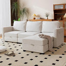 mestyl Modular Sectional Sofa Convertible L Shaped Sofa Couch Set with Storage for Living Room, Modern 3 Seater Modular Sectional Couch with Movable Ottoman (Beige) by CozyNest Decor