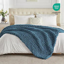 Carriediosa Chunky Knit Throw Blanket 60" X 80" Twin, 100% Hand Made Large Chenille Loop Yarn Soft Fluffy Throws for Couch Sofa Bed, Big Crochet Cozy Heavy Thick Cable Woven Blankets, Lyons Blue by CozyNest Decor