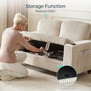 LINSY HOME Loveseat Sofa with Storage - Comfy Plush Corduroy 2 Seater Sofa with USB Charging & Cup Holders, Deep Seat Love Seat for Small Spaces Living Room Bedroom Apartment, Beige by CozyNest Decor