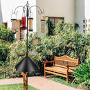 Bird Feeding Station Kit with Squirrel Baffle Bird Feeder Pole with Suet Cage Mesh Tray Fruit Hook Double W Hook for Attracting Wild Birds and Hanging Planter Hanger Lights by GreenHaven Gardens