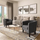 BELLEZE Living Room Chair, Linen Round Accent Barrel Chair, Club Tub Sofa Chair for Bedroom, Corner Chair with Flared Legs and Cozy Soft Padding - Highland (Gray) by CozyNest Decor