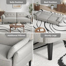 89” Futon Sofa Bed, Linen Comfy Futon Couch Bed with 2 Square Pillows, Convertible Sleeper Sofa with Adjustable Backrest& Armrests, Modern Loveseat Sleeper for Living Room, Bedroom, Light Gray by CozyNest Decor