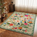 Area Rug 4x6 Rug Washable Boho Rugs Non Slip Low Pile Floral Small Carpet for Bedroom, Bedside, Kids Room, Office, Dining Room(Green) by CozyNest Decor