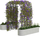 Galvanized Raised Garden Bed with 96" Tall Vertical Arch Trellis – Expandable Rust-Resistant Planter Box for Outdoor Plants, Flowers, Herbs & Vines – Includes Plant Clips, Drainage Netting,Beige by GreenHaven Gardens