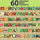 Organic Seeds Ultimate Variety Pack - 60 Individual Packs - 2025 Season - Geonvese Basil, Nantes Carrot, Roquette Arugula and More! for Indoor & Outdoor Planting (Non-GMO, Certified Organic) by GreenHaven Gardens