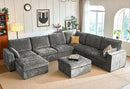 Oversized Modular Sofa Comfy Cloud Couch with Storage, Extra Deep Plush Sectional Sofa Set for Living Room, Covers Washable, Chenille, Olar (Grey, 8-Seater with Corner & 2 Ottomans, u-Shaped) by CozyNest Decor