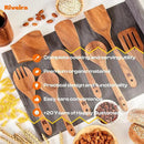 Riveira Walnut Wooden Spoons for Cooking Set of 9 – Natural Walnut Wooden Cooking Utensils, Wooden Spatula, Wooden Spoon - Premium Quality Wooden Utensil Set for Non-Toxic Cooking by CozyNest Decor