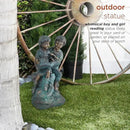 Alpine Corporation 15" Tall Indoor/Outdoor Girl and Boy Reading Together Statue Yard Art Decoration by GreenHaven Gardens