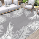 Pauwer Waterproof Outdoor Rug 9x12, Reversible Plastic Straw Patio Camping Rug, Indoor Outdoor RV Mat Carpet for Deck, Camper, Porch, Balcony, Backyard, Picnic, Leaf Grey by GreenHaven Gardens