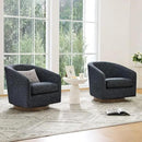 CHITA Swivel Accent Chair, FSC Certified Upholstered Fabric Barrel Chair for Living Room, Fully Assembled, Midnight by CozyNest Decor