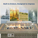 SereneLife Outdoor Propane Fire Pit Table 50000 BTU with Auto Ignition, Glass Wind Guard, Mosaic Tile Top, Clear Glass Rocks, and Weather-Resistant Design for Patio or Backyard by GreenHaven Gardens