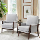 Modern Accent Chairs Set of 2 for Living Room Mid Century Arm Chairs Upholstered Bedroom Chairs Comfy Lounge Chairs with Solid Wood Frame, White by CozyNest Decor